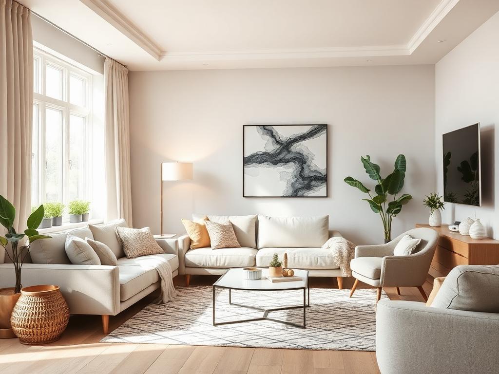 Bright modern living room interior
