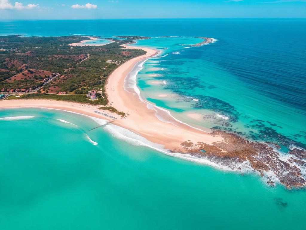 Aerial view of turquoise coastline