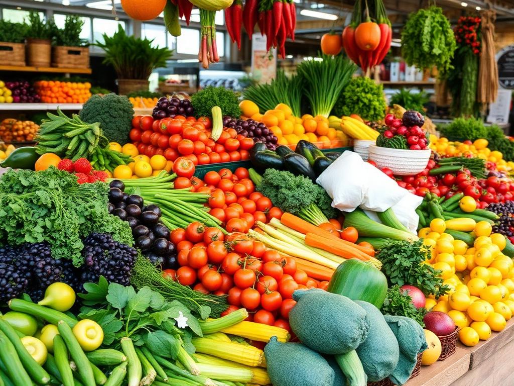 Fresh produce display at a market