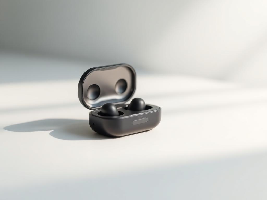 Wireless earbuds in an open charging case